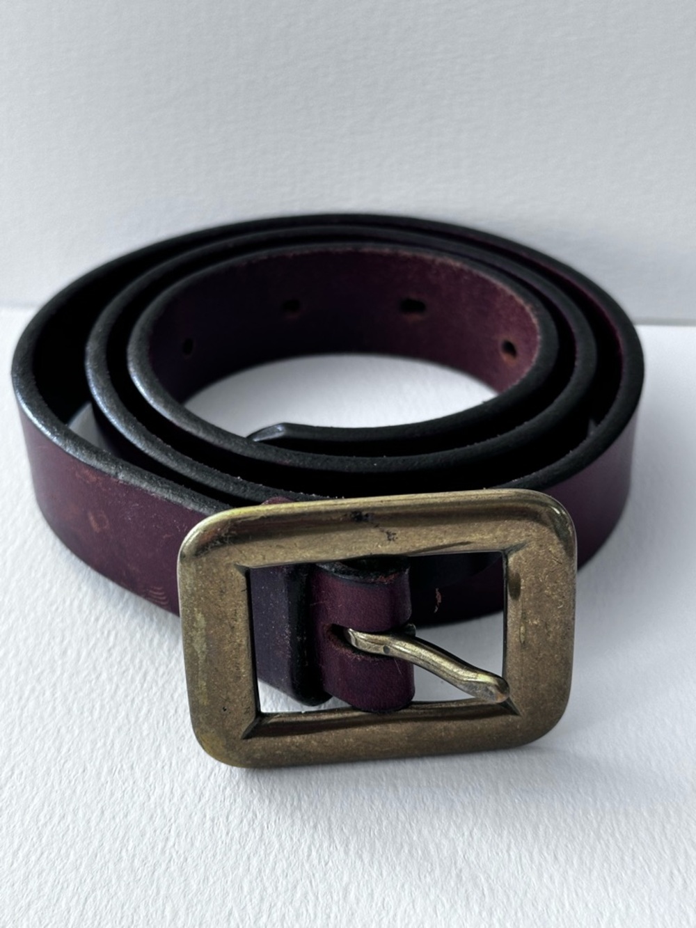 Vintage Eddie Bauer Solid Brass Buckle Brown Italian Leather Waist Belt M - Picture 2 of 10